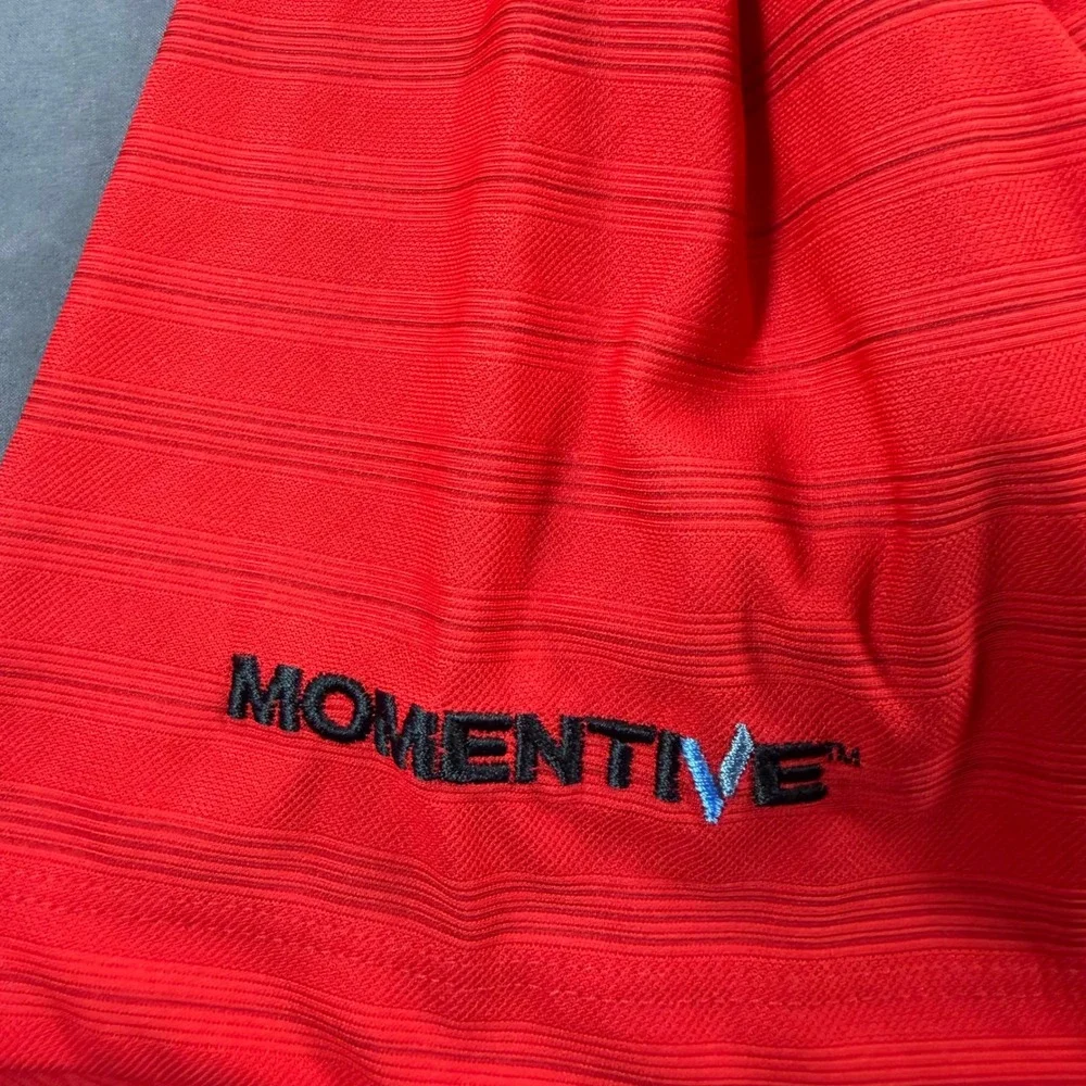 Nike Golf Mens XXL Dri-FIT Red Striped Short Sleeve Polo Shirt LOGO